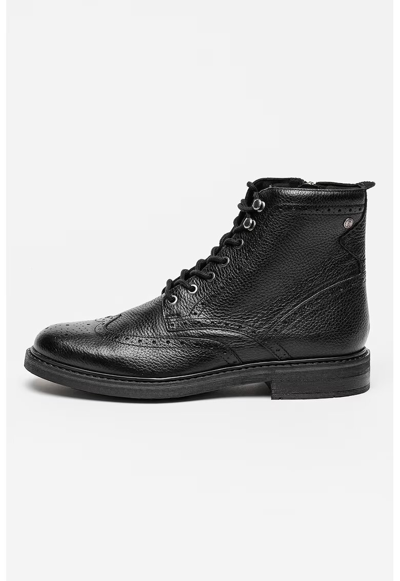 Clarks Ghete din piele cu model brogue Newford - Negru
