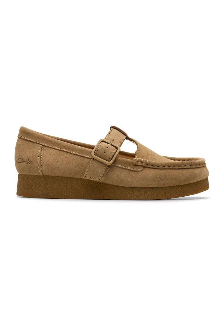 Clarks Mocasini de piele intoarsa - Maro nisip