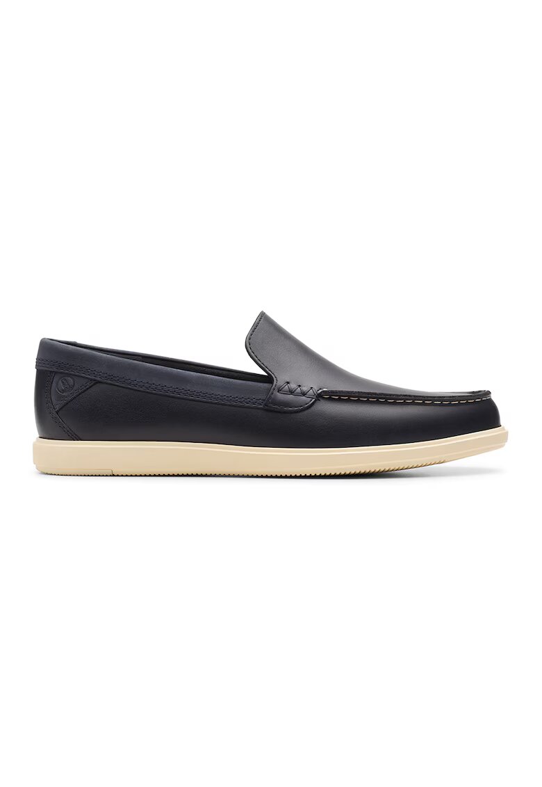 Clarks Pantofi boat de piele nabuc Bratton - Albastru ultramarin