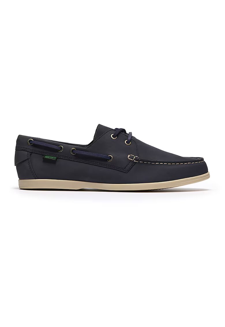 Clarks Pantofi boat de piele nabuc Charmouth - Gri carbune/Bleumarin