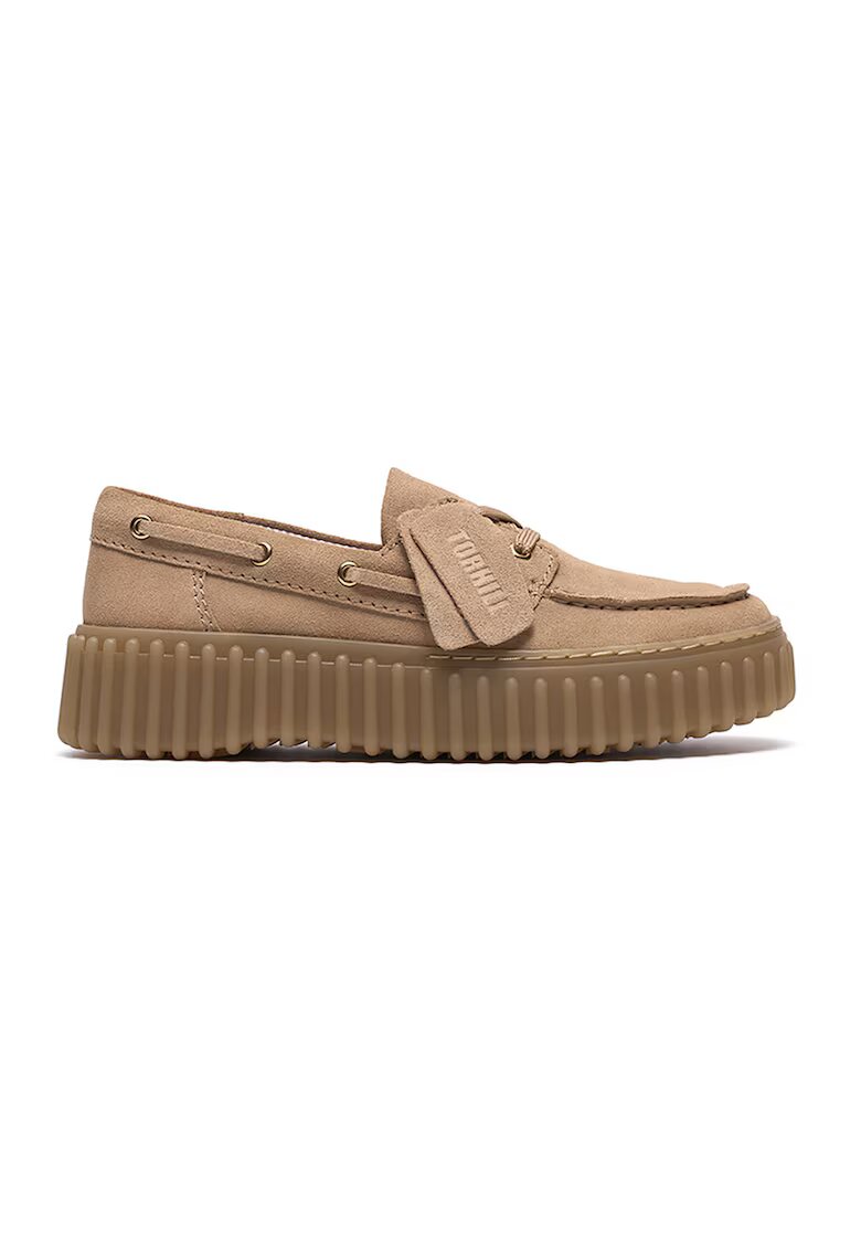Clarks Pantofi boat din piele nabuc Torhill - Roz somon