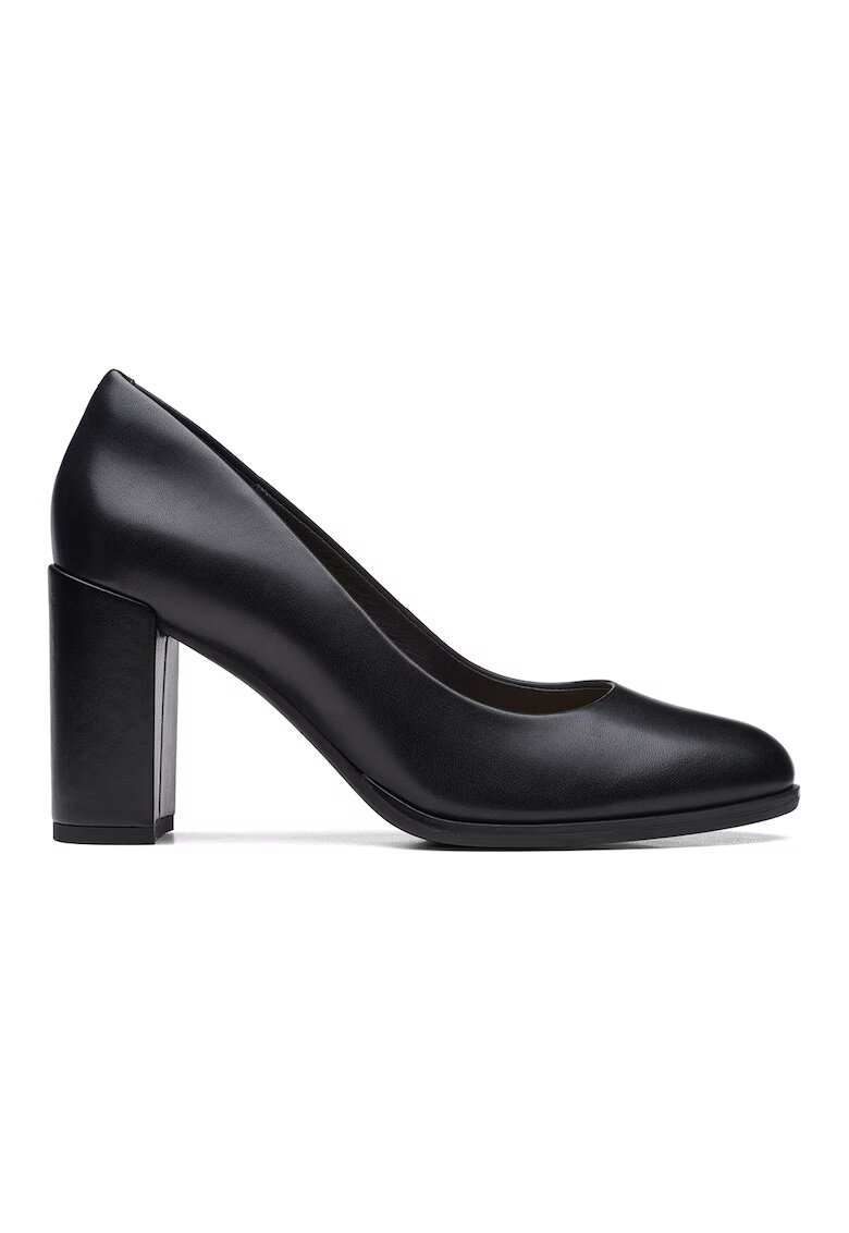 Clarks Pantofi de piele cu toc masiv Freva - Negru