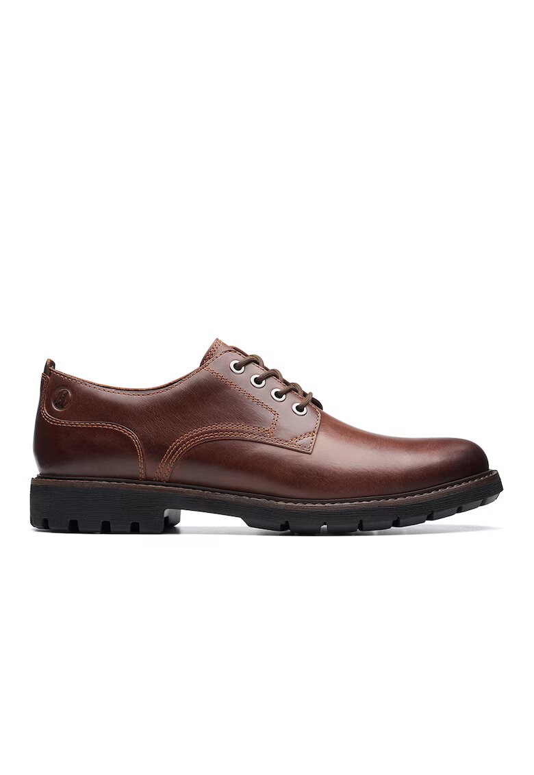 Clarks Pantofi derby de piele Batcombe - Maro cognac