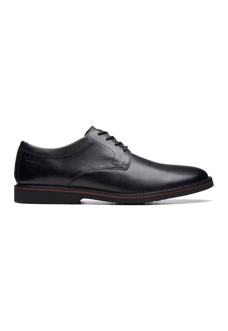 Clarks Pantofi derby din piele cu varf rotund Atticus - Negru stins