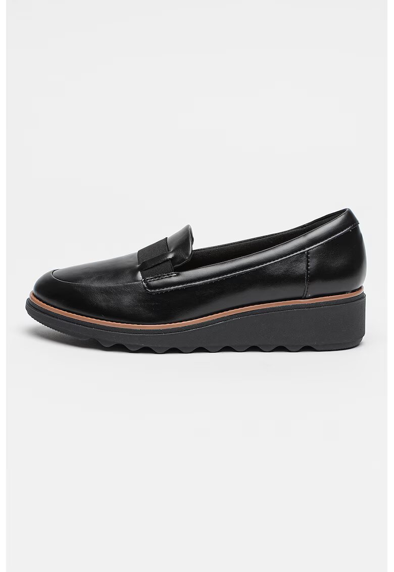 Clarks Pantofi loafer wedge din piele Sharon Pace - Negru