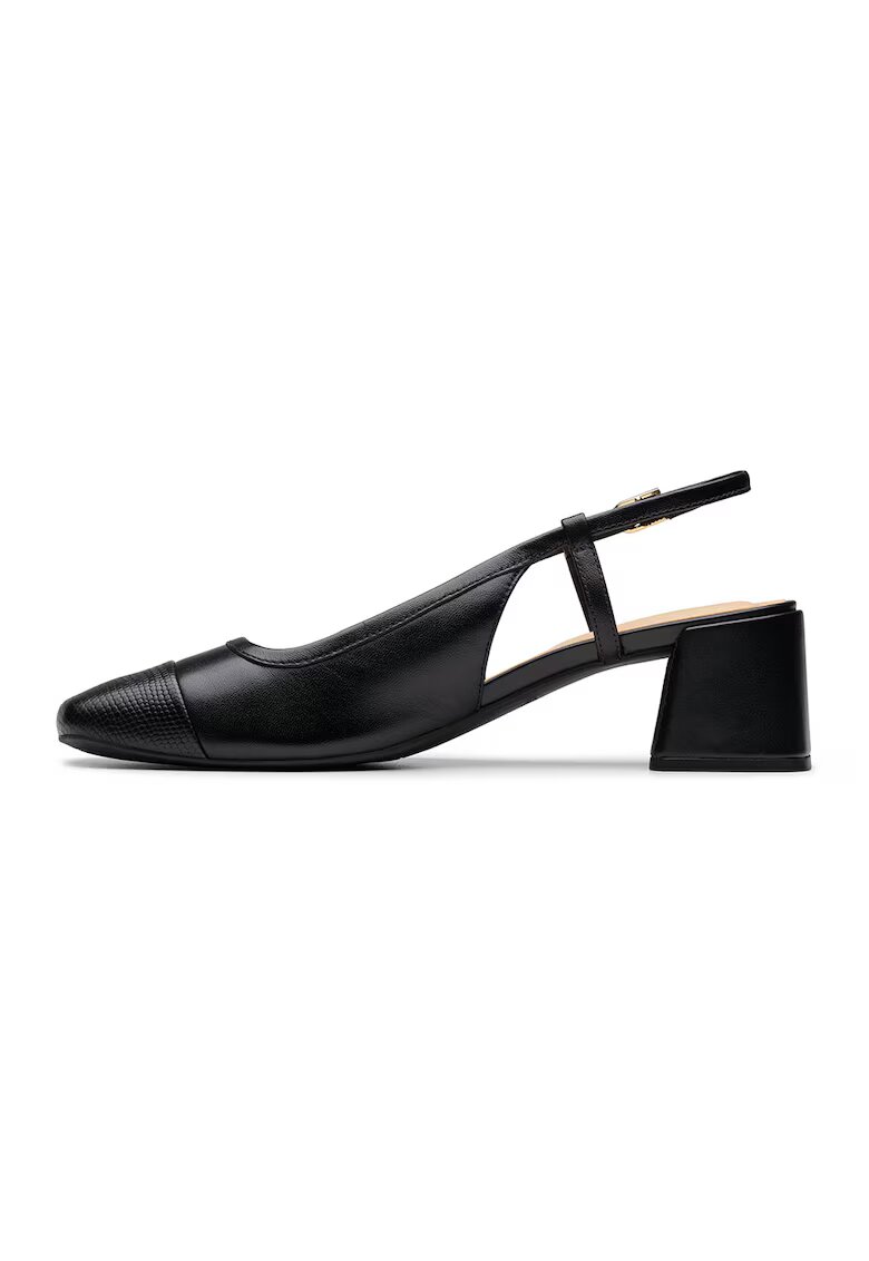 Clarks Pantofi slingback din piele cu toc masiv - Negru