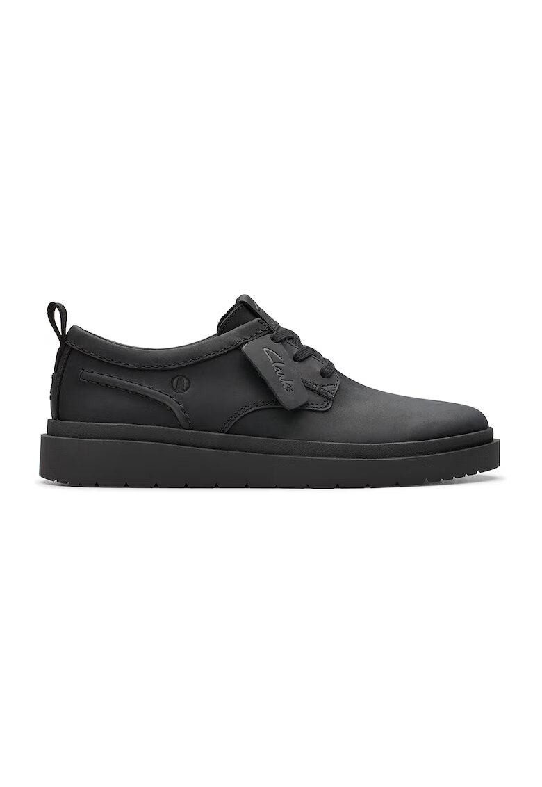Clarks Pantofi sport de piele cu sireturi - Gri antracit