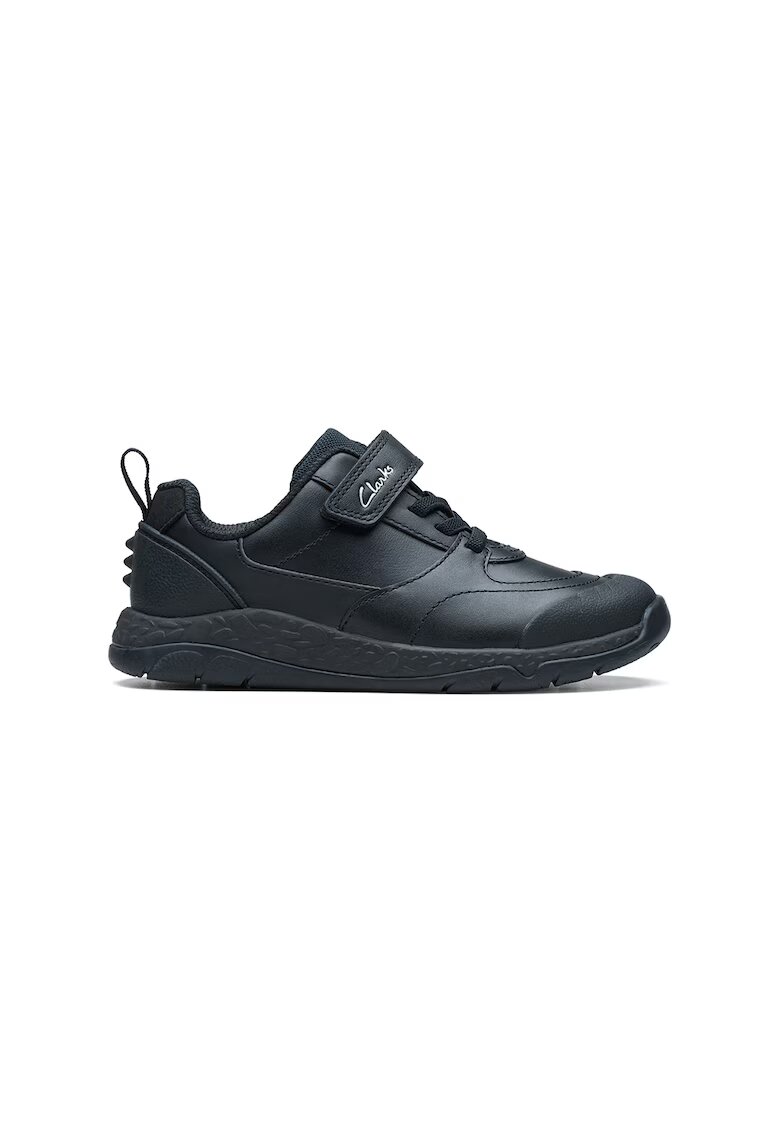 Clarks Pantofi sport de piele cu velcro si insertii textile Steggy Stride - Negru