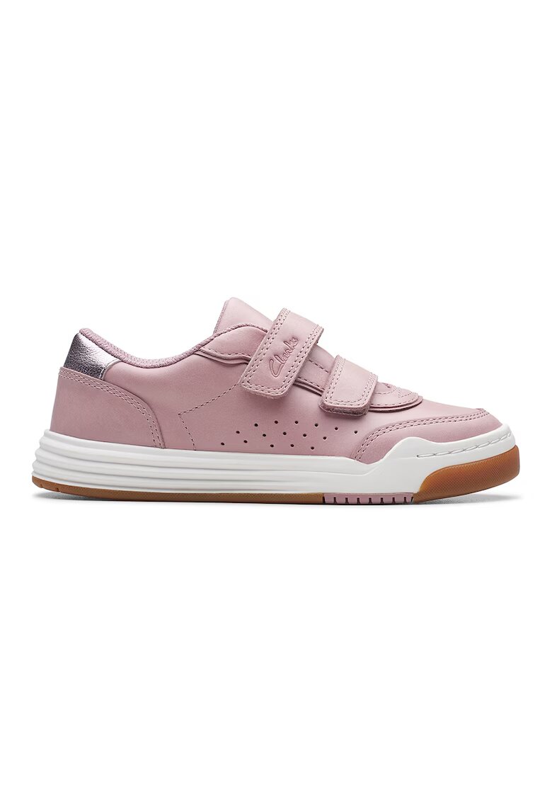 Clarks Pantofi sport de piele cu velcro Urban Solo - Roz prafuit