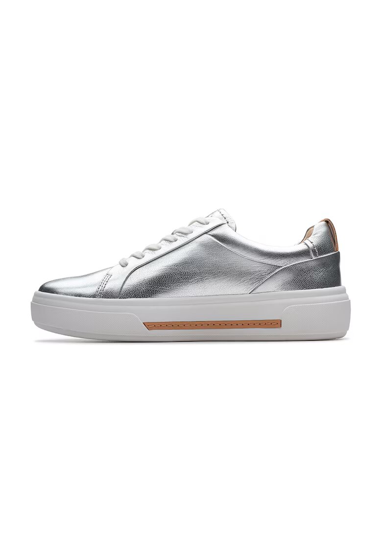 Clarks Pantofi sport de piele Hollyhock - Argintiu
