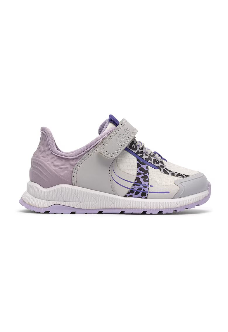 Clarks Pantofi sport de piele usori cu sireturi elastice Selva Line - Lila/Ametist/Liliac prafuit