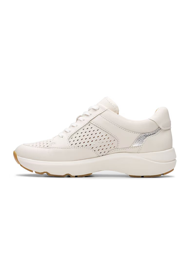 Clarks Pantofi sport demi-wedge cu garnituri din piele - Alb murdar