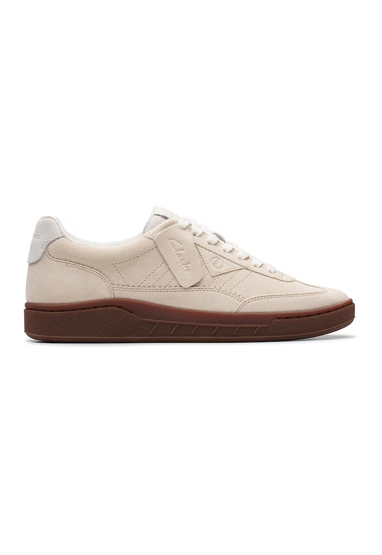 Clarks Pantofi sport din piele intoarsa cu sireturi - Alb fildes