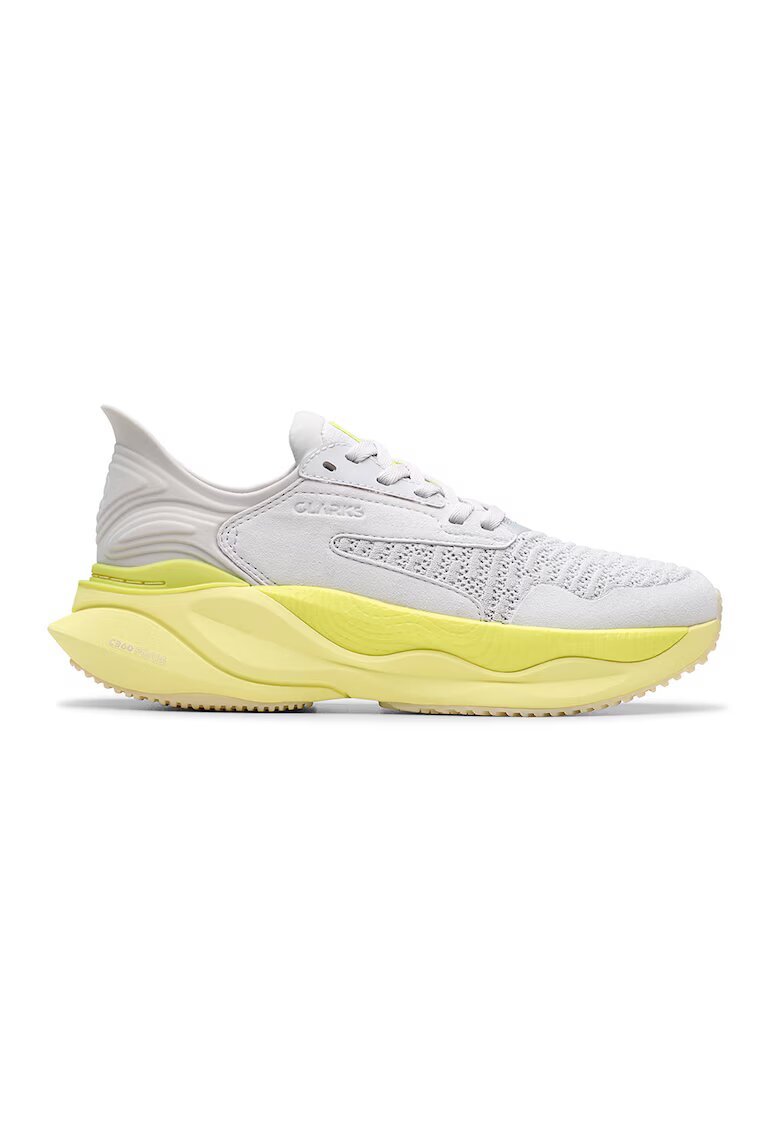 Clarks Pantofi sport Pace din plasa cu amortizare - Alb/Verde lime