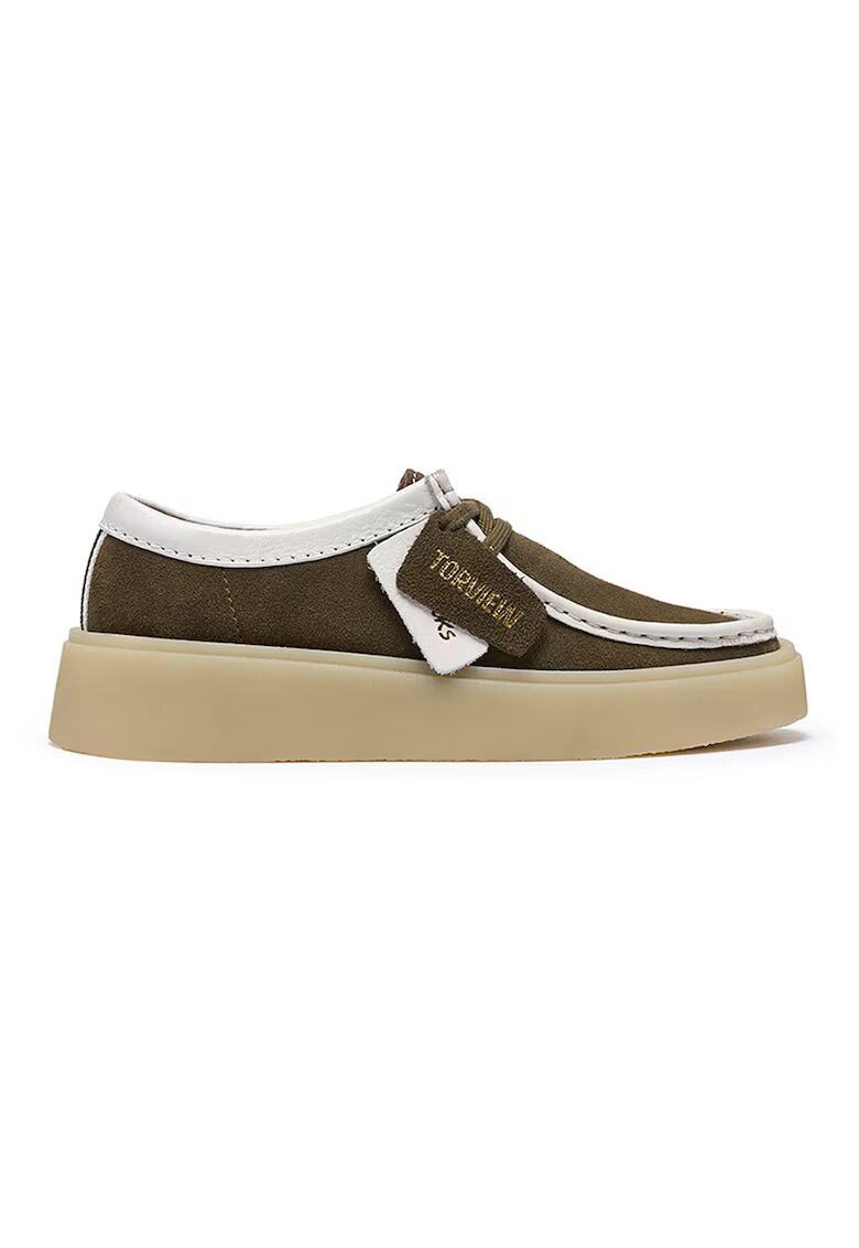 Clarks Pantofi Torview din piele cu model - Alb/Verde masliniu