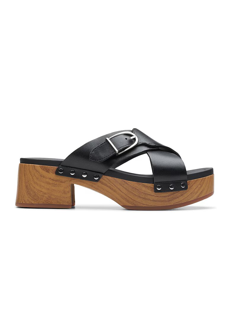 Clarks Papuci de piele cu toc Sivanne Walk - Negru