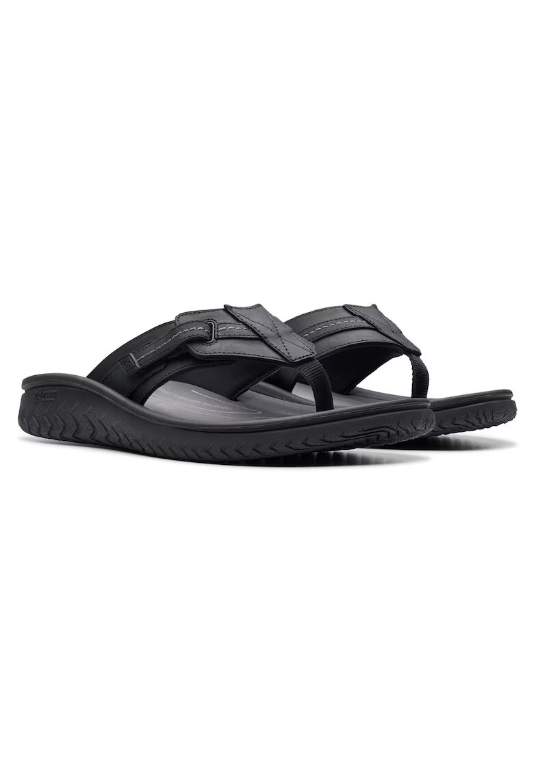 Clarks Papuci flip-flop barbati 26176988 - Piele naturala - Negru - Negru