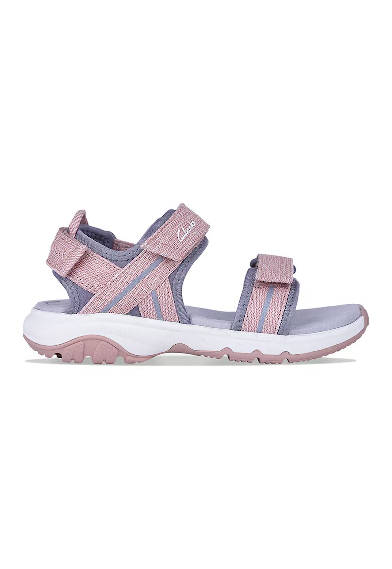 Clarks Sandale cu benzi velcro Expo Sea - Albastru prafuit/Roz