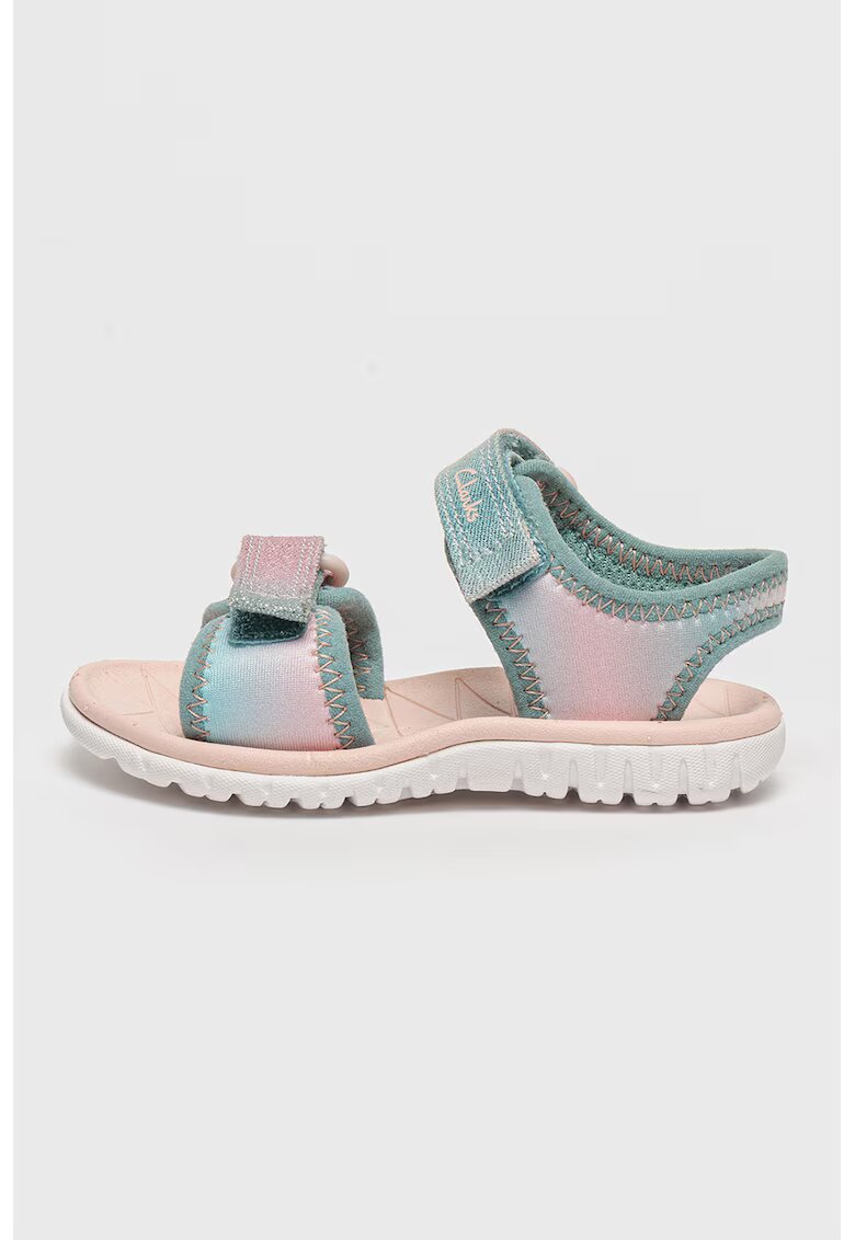 Clarks Sandale cu velcro Surfing Tide - Turcoaz/Roz pastel