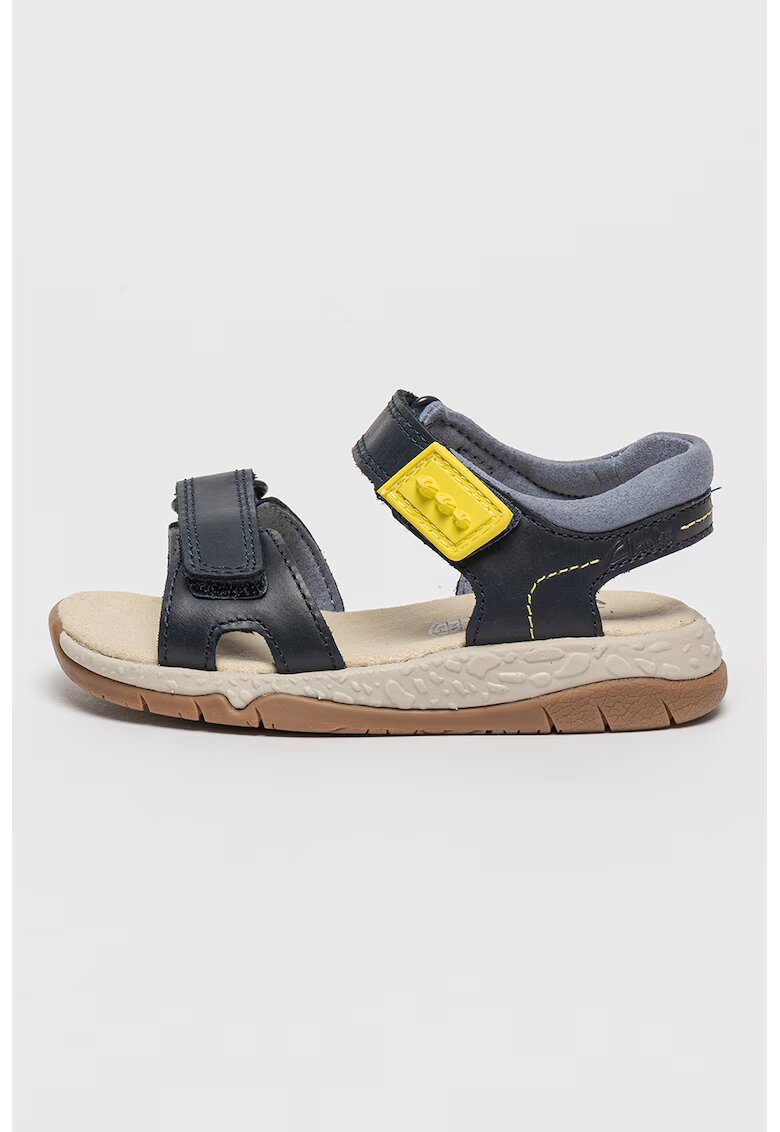 Clarks Sandale de piele cu banda velcro Spiney Step K - Albastru prafuit/Bleumarin