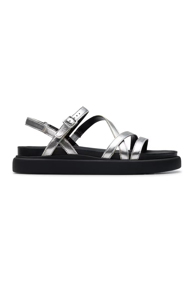 Clarks Sandale de piele cu barete multiple - Argintiu