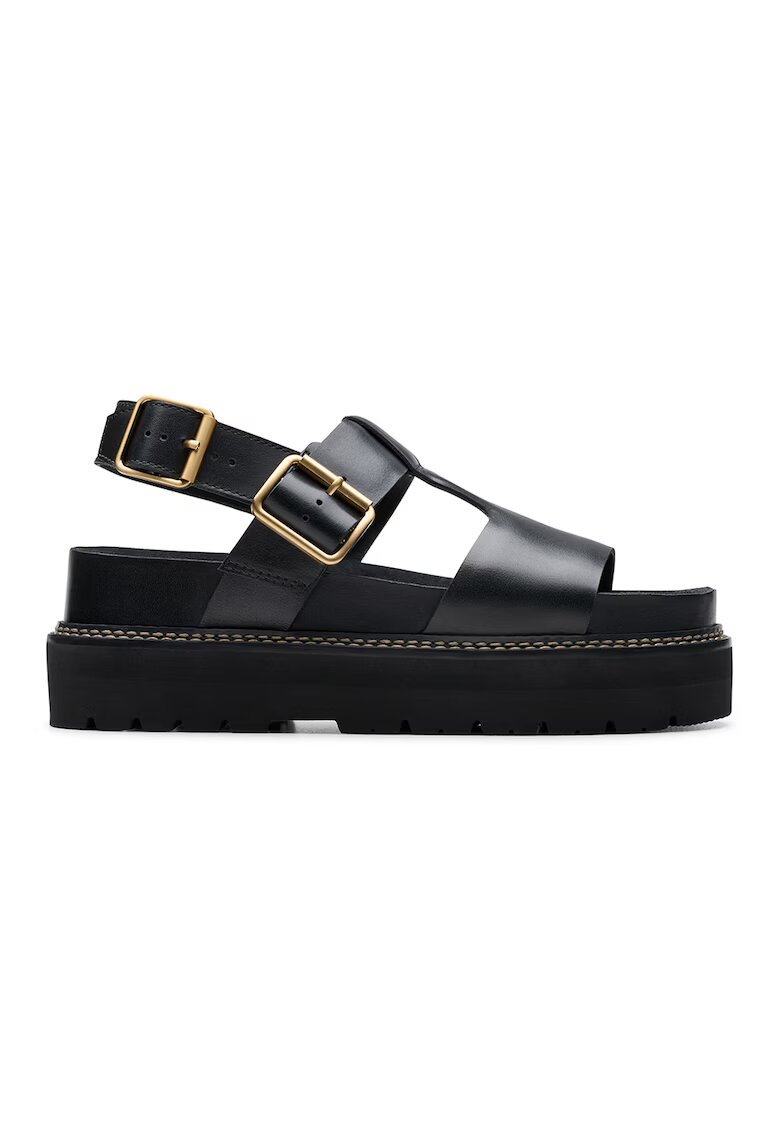Clarks Sandale de piele cu platforma - Negru