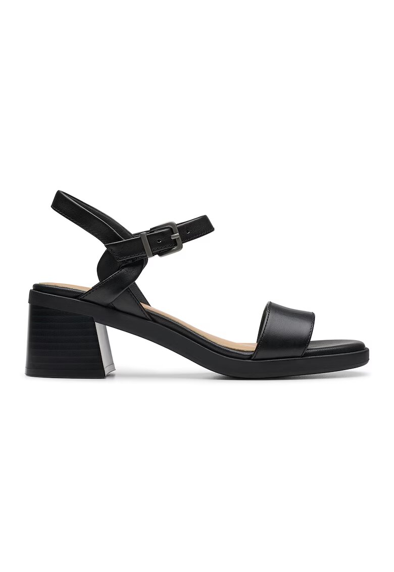 Clarks Sandale de piele cu toc masiv - Negru