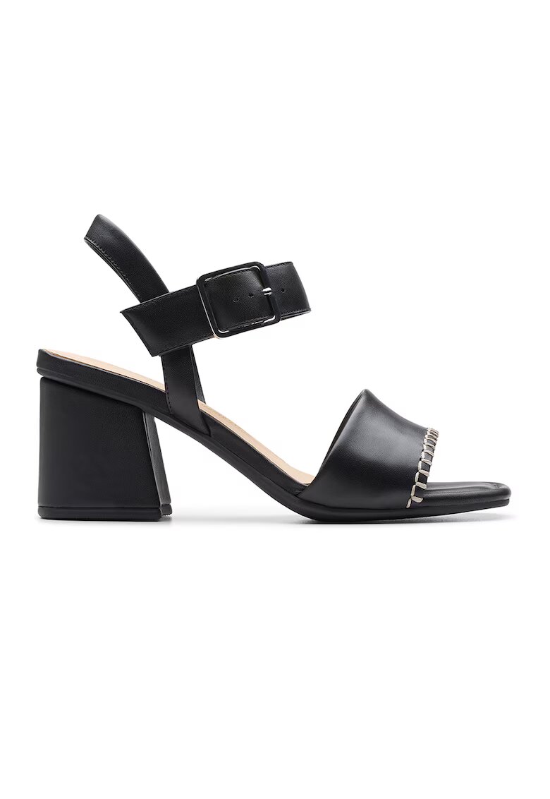 Clarks Sandale de piele cu toc masiv Siara - Negru