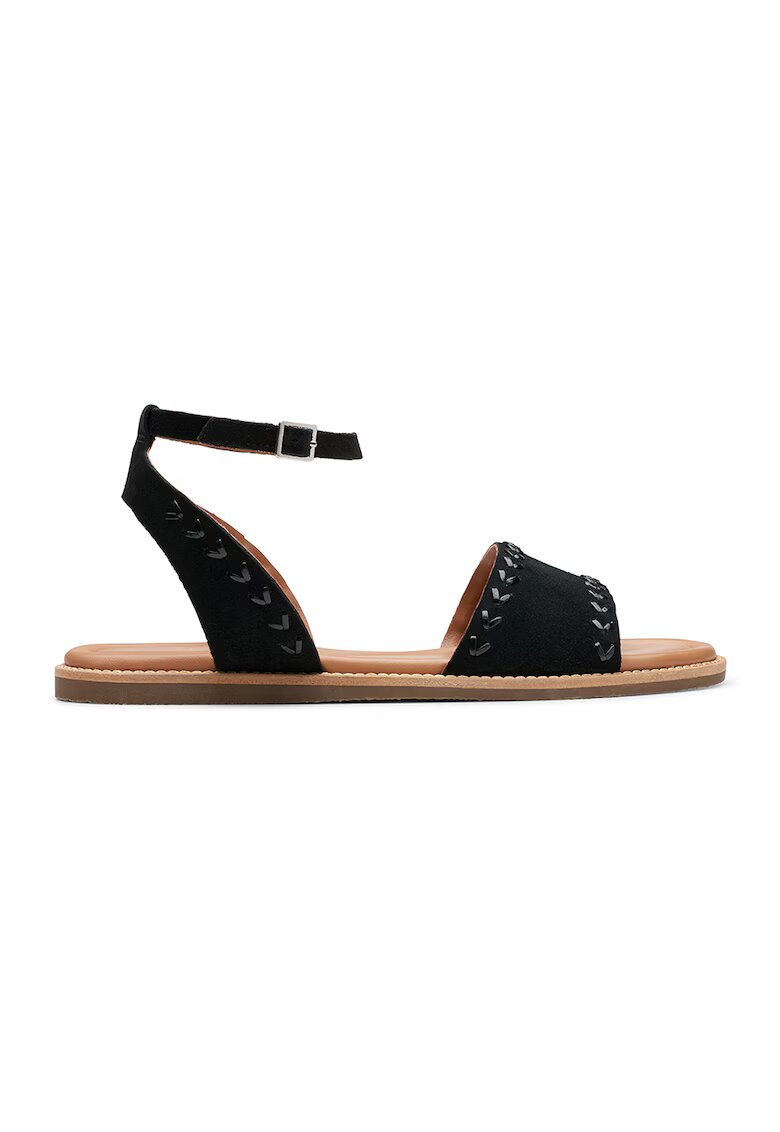Clarks Sandale de piele intoarsa cu bareta lata - Negru