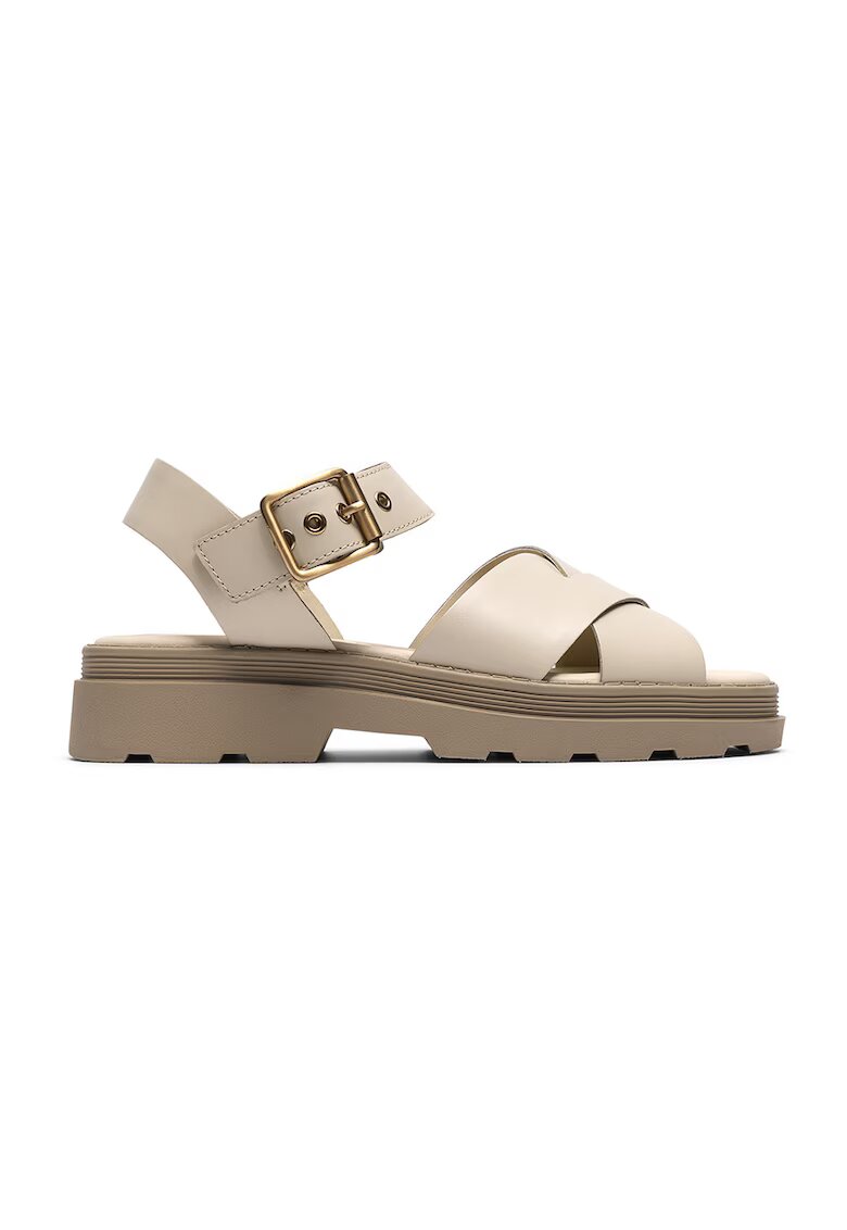Clarks Sandale de piele Orinoco Cross - Alb murdar