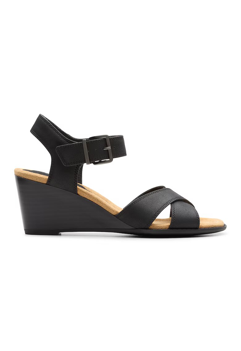 Clarks Sandale demi-wedge de piele - Negru