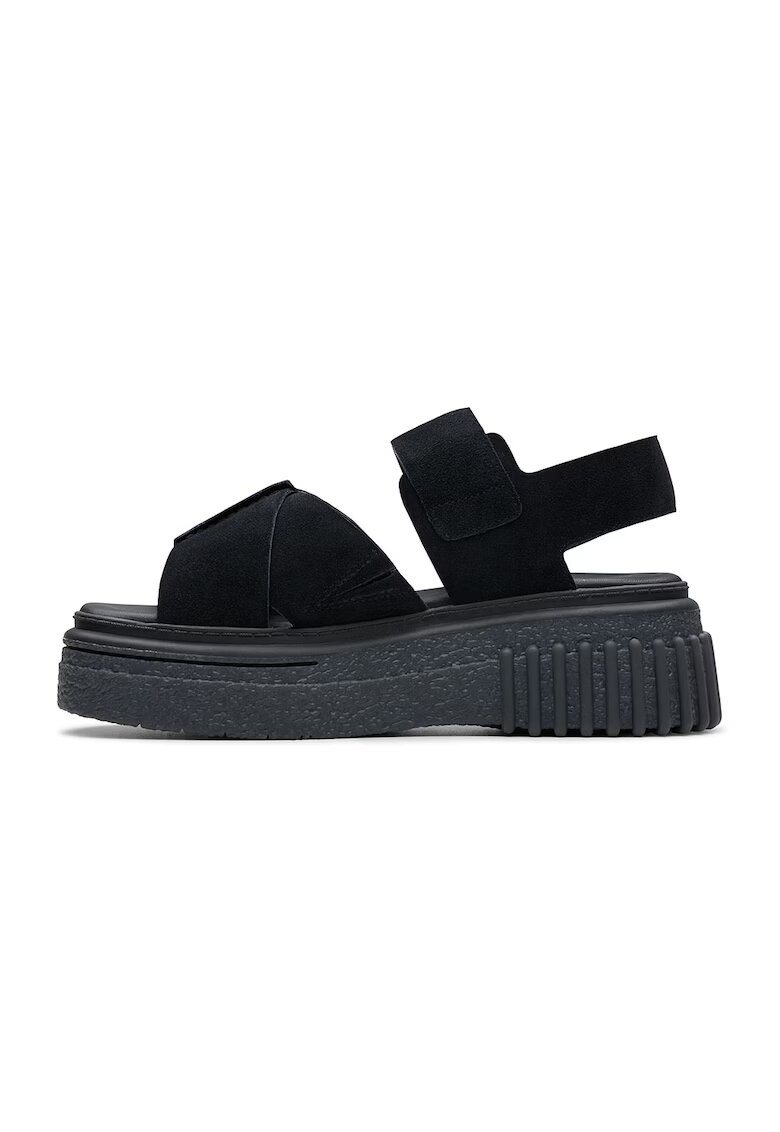 Clarks Sandale din piele cu model animal print - Negru stins