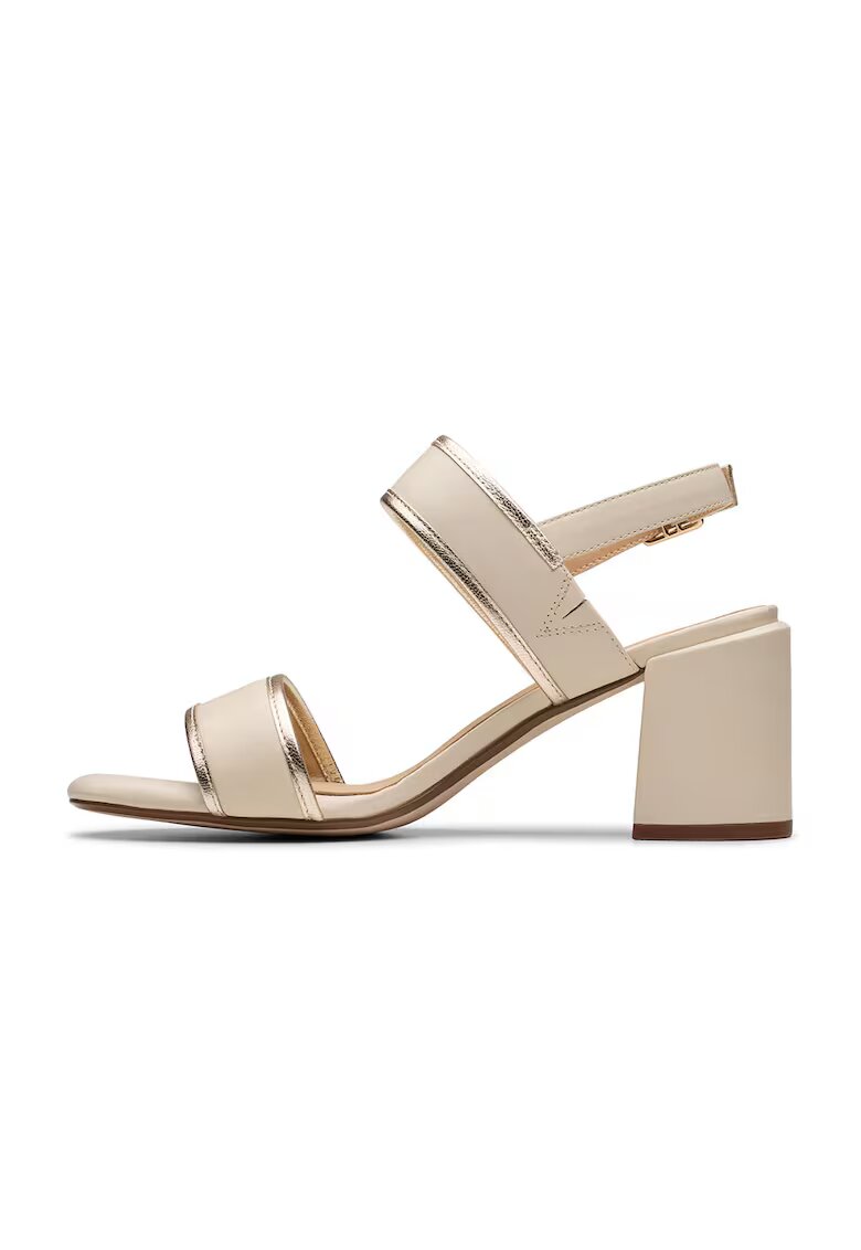 Clarks Sandale din piele cu toc masiv Ezoria - Auriu/Crem