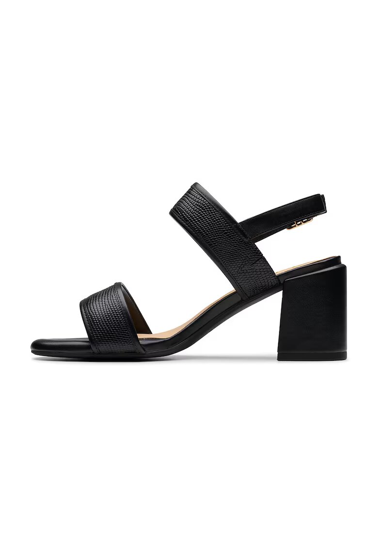 Clarks Sandale din piele cu toc masiv Ezoria - Negru