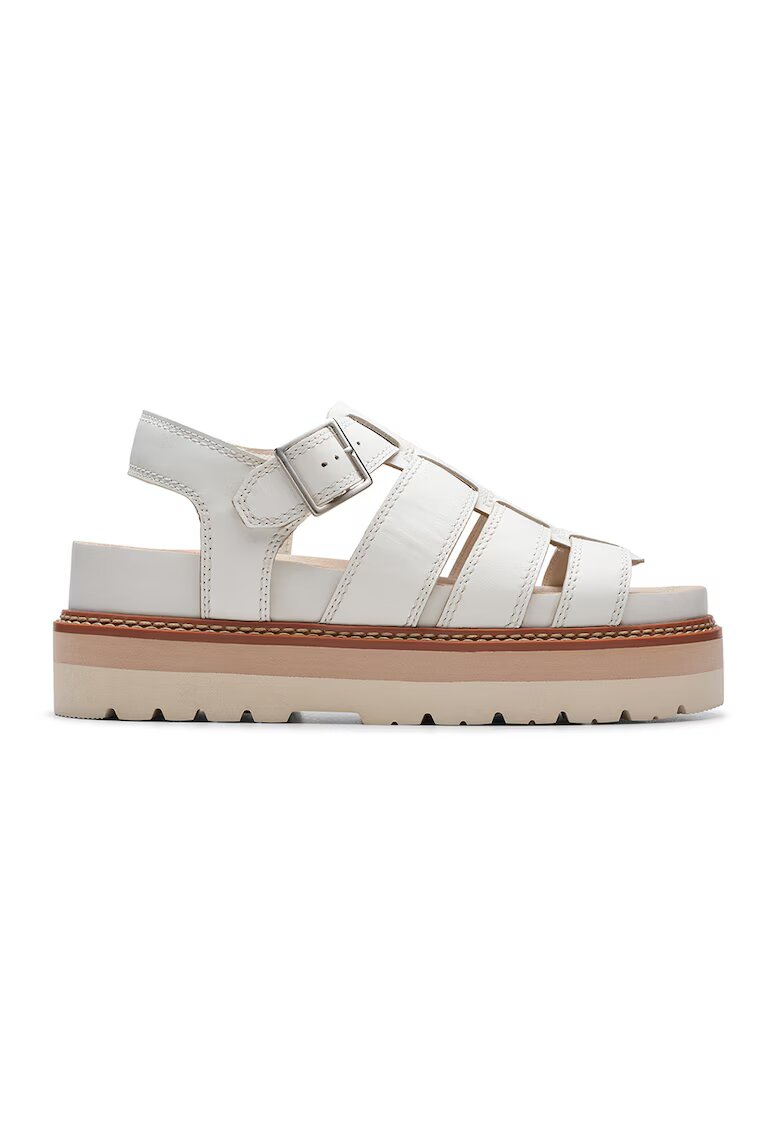 Clarks Sandale flatform de piele - Alb