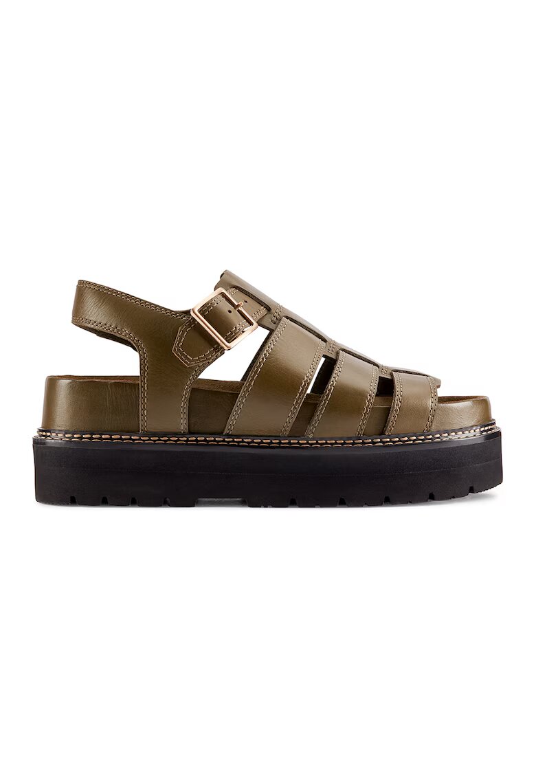 Clarks Sandale flatform de piele - Kaki