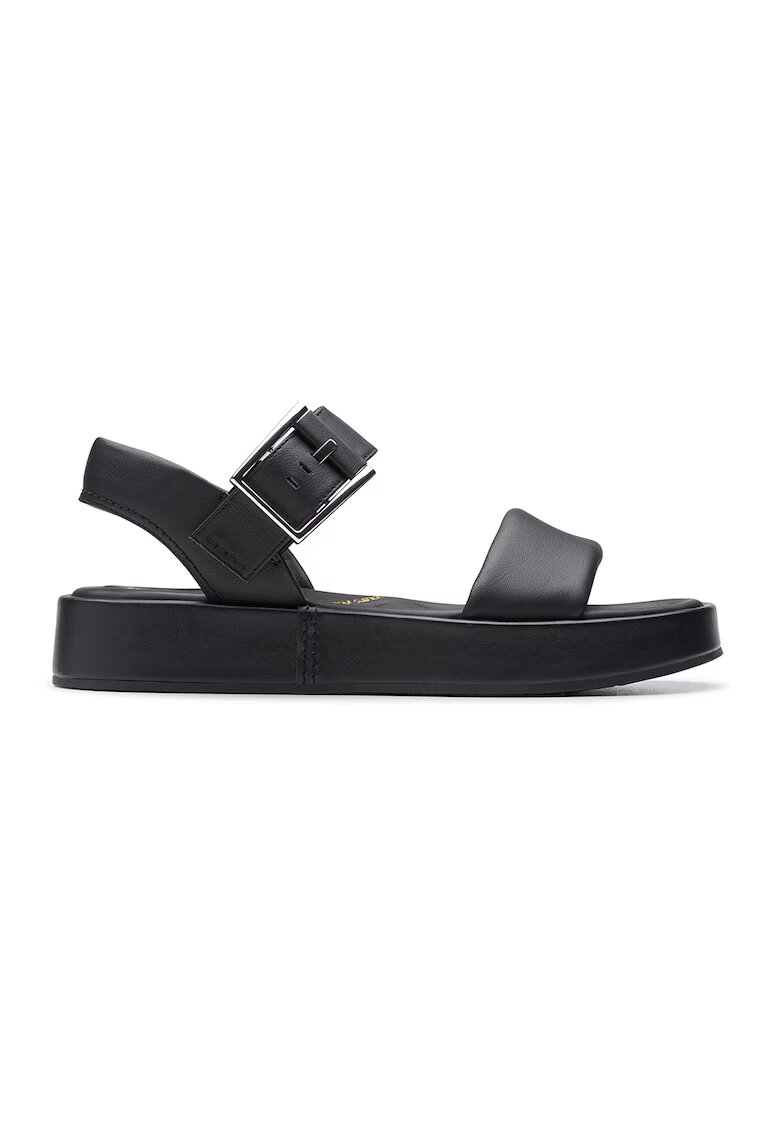 Clarks Sandale flatform de piele - Negru