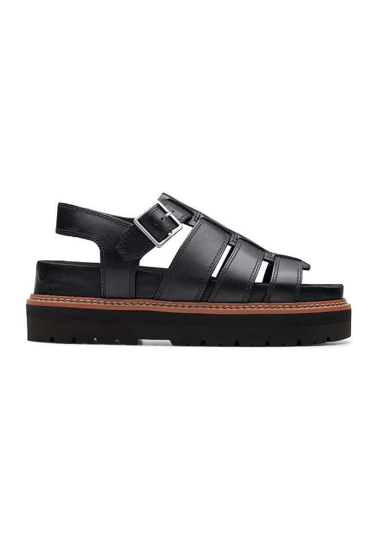 Clarks Sandale flatform de piele - Negru