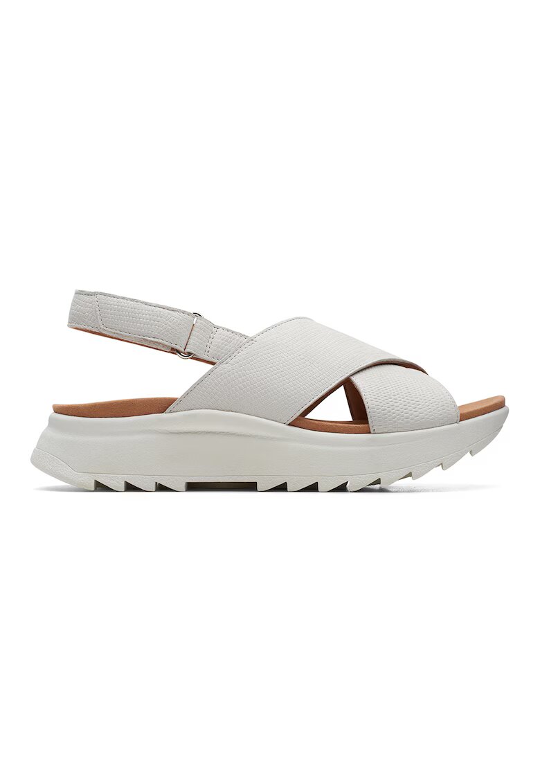 Clarks Sandale wedge cu barete incrucisate Dashlite - Alb fildes