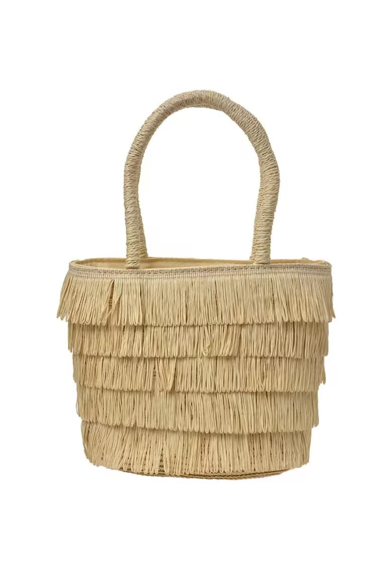 Clayre  Eef Geanta de mana Juleeze - bej - 24x16x10cm - din poliester - cu franjuri