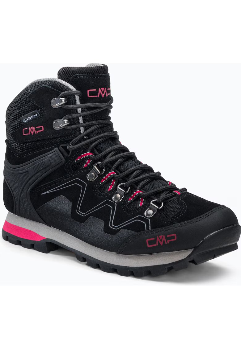 CMP Bocanci trekking dama - Athunis Mid - Piele ecologica - Stofa - Spuma - Negru - Roz - Negru/Roz