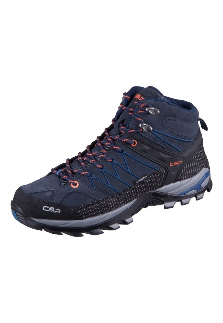 CMP Bocanci trekking pentru barbati - Rigel Mid WP - Piele intoarsa - Bleumarin/Negru - Negru/Bleumarin