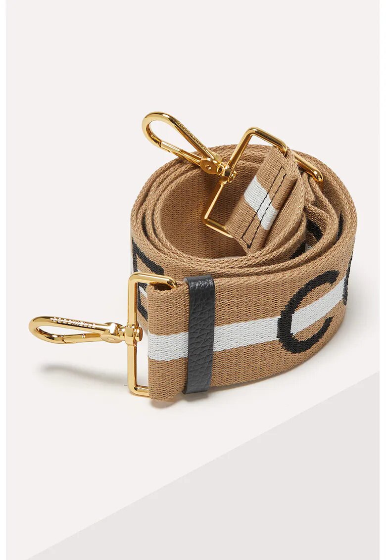 COCCINELLE Bareta ajustabila cu model logo - Alb/Negru/Caramel