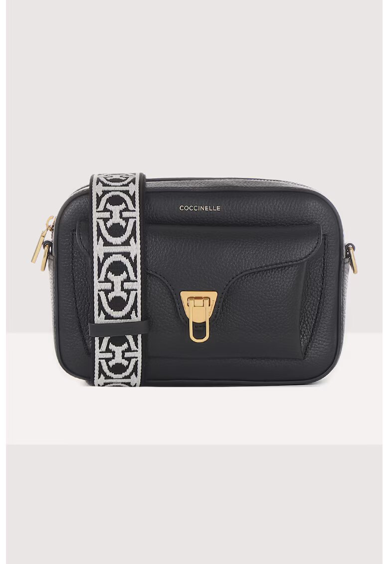 COCCINELLE Geanta crossbody de piele cu barera detasabila Beat Soft - Auriu/Negru