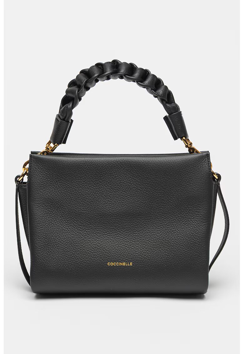 COCCINELLE Geanta crossbody din piele cu aspect granulat Boheme Grana - Negru stins - 18x23x10