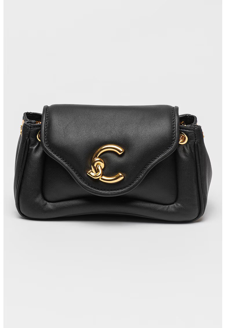 COCCINELLE Geanta crossbody din piele cu bareta din lant C-Me - Negru