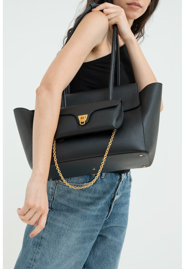 COCCINELLE Geanta de piele cu bareta de umar si etui detasabil Double Beat - Negru
