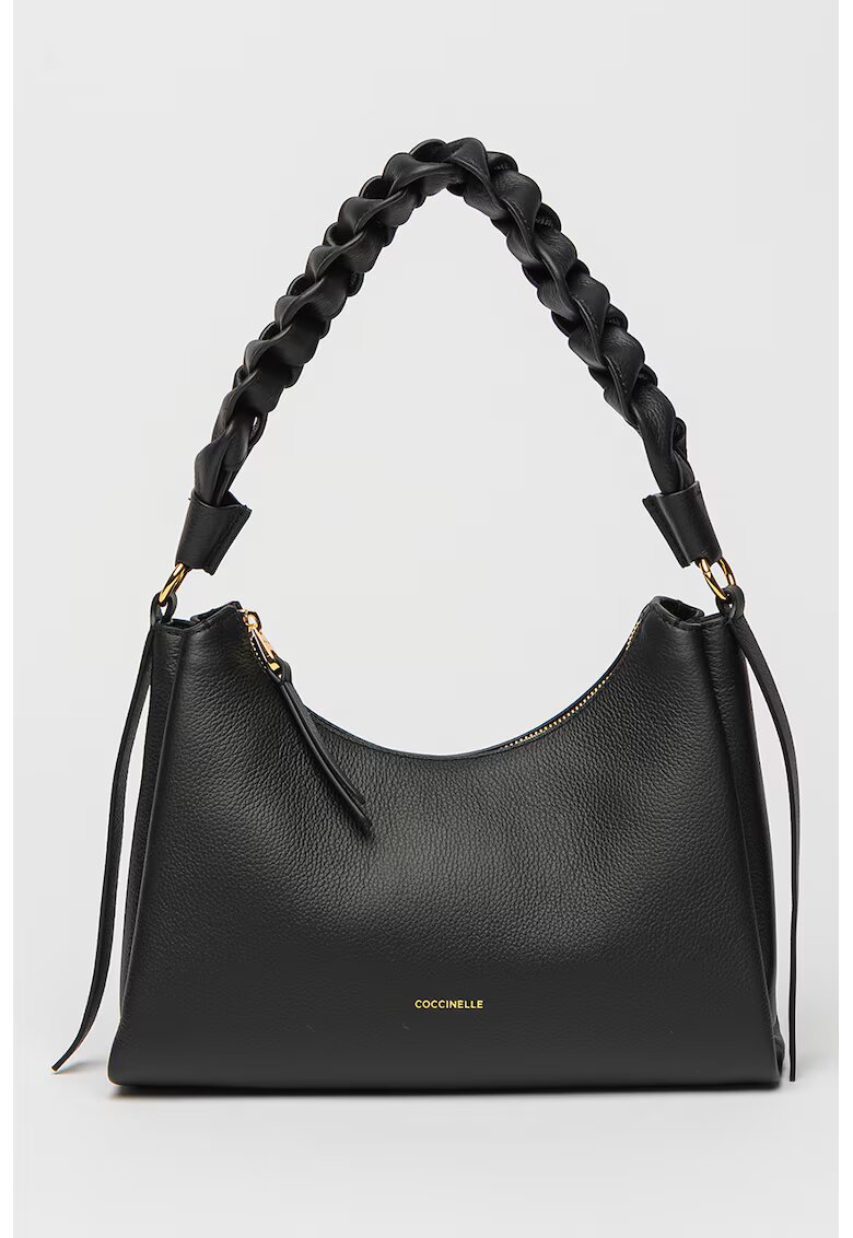 COCCINELLE Geanta din piele cu bareta de umar Boheme Grana Double - Negru stins