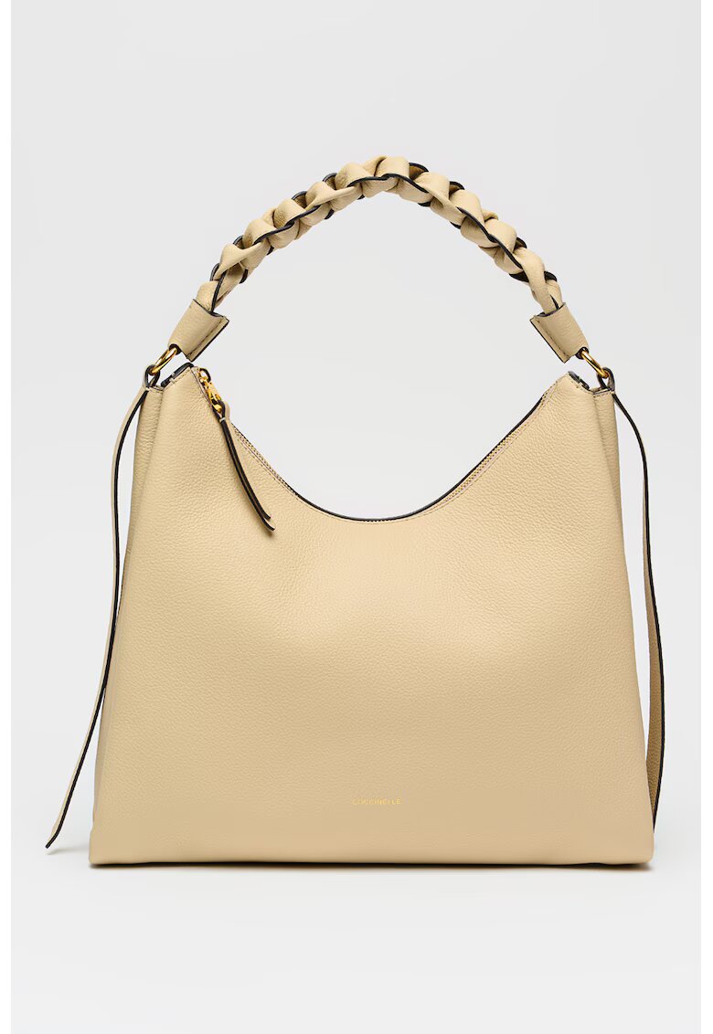 COCCINELLE Geanta hobo de piele Boheme Grana Double - Bej deschis