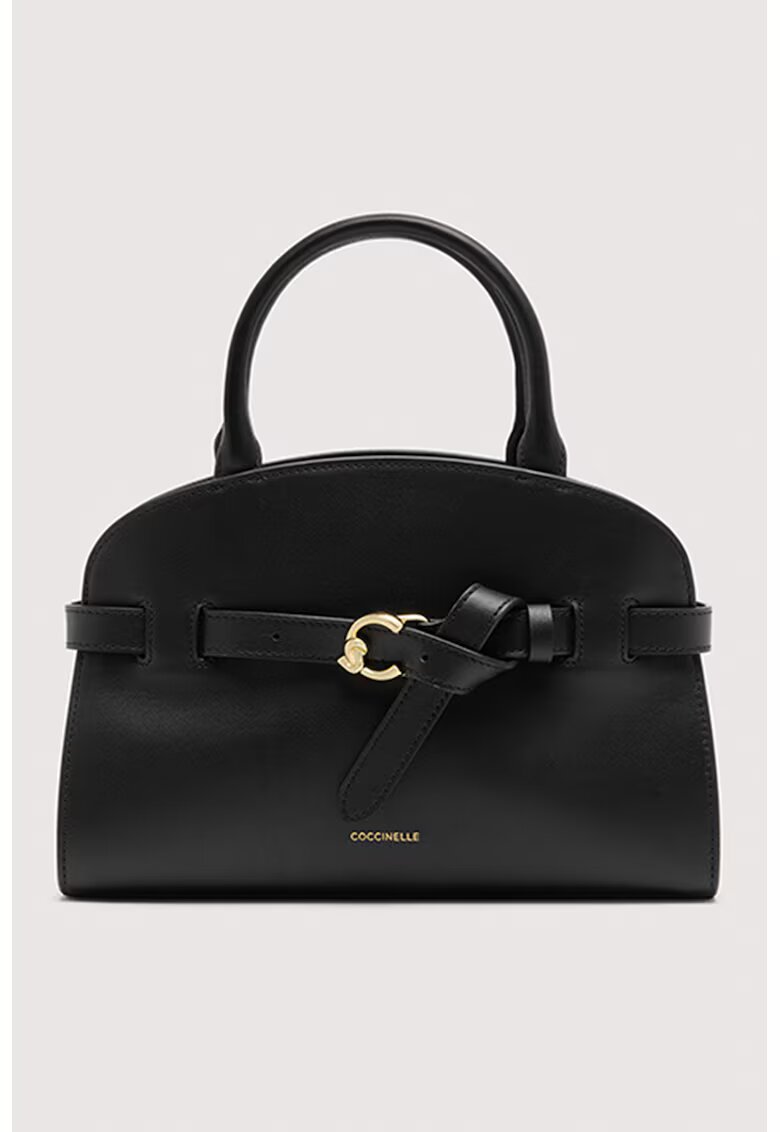 COCCINELLE Geanta tote de piele cu bareta decorativa Sabine - Negru/Negru stins